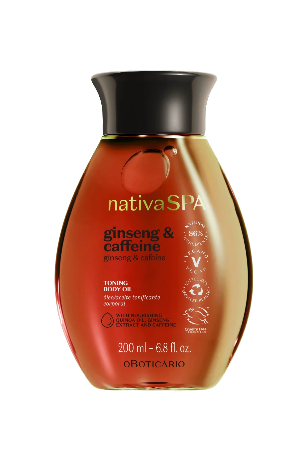 NATIVA SPA GINSENG & CAFFEINE TONING BODY OIL - 200ML